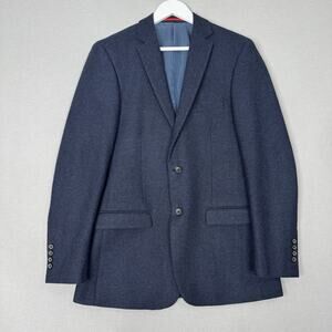 DoBell Mens Blazer UK 38R Blue Wool Tweed Slim Sport Coat Suit Jacket Career